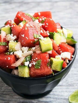 salad watermelon recipe bowl feta mint tomato creamy tortellini grape cherry italian