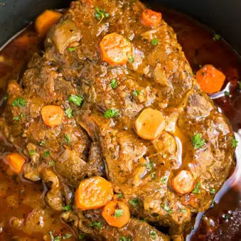 Easy One Pot Italian Pot Roast- Closeup Shot.