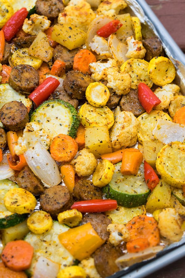 Oven Roasted Sausage and Vegetables (One Pan) One Pot Recipes