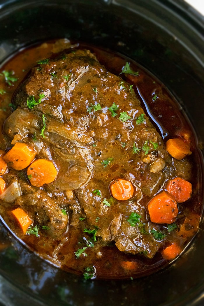 Best Slow Cooker Pot Roast with Onion Soup Mix and Cream of Mushroom Soup