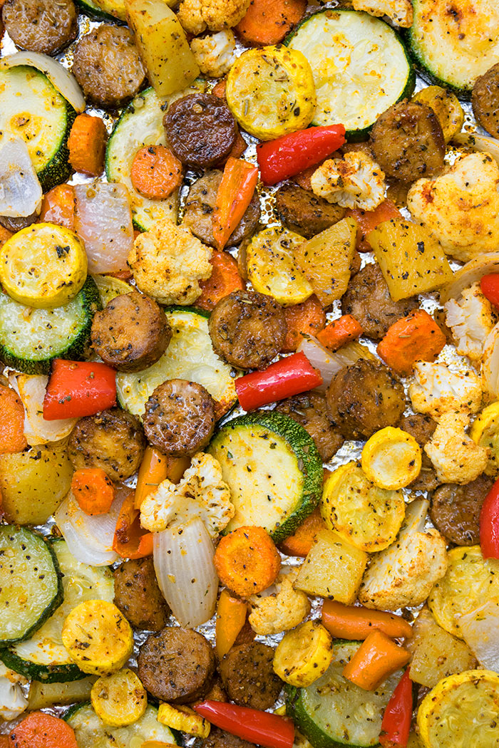 One Sheet Pan Sausage and Vegetables Recipe