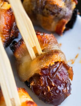 Easy Bacon Wrapped Dates Stuffed With Goat Cheese