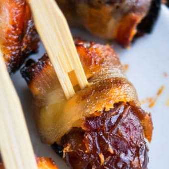 Easy Bacon Wrapped Dates Stuffed With Goat Cheese