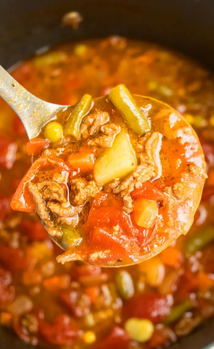 Easy Ground Beef Vegetable Soup (One Pot Recipe)