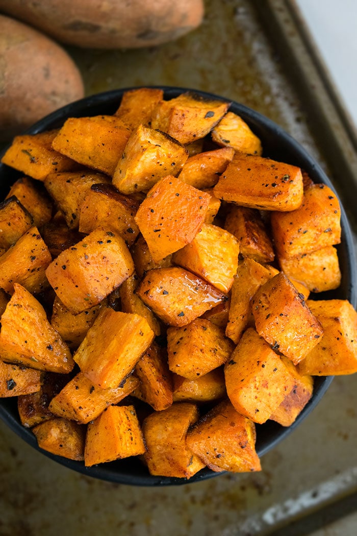 oven roasted sweet potatoes (one pan)