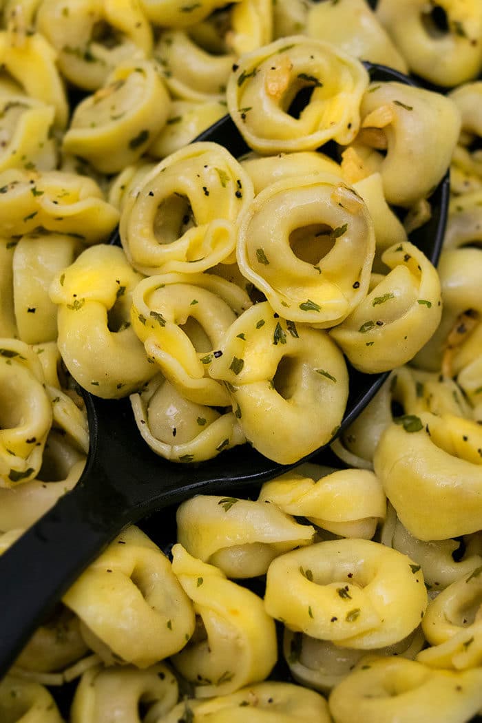 One Pot Cheese Tortellini Recipe with Garlic Sauce