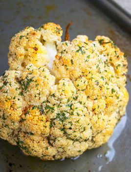 Whole Roasted Cauliflower Recipe (One Pan Meal)