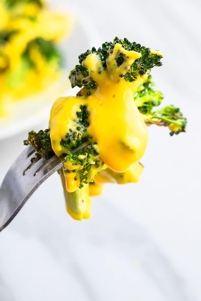 Steamed Broccoli with Homemade Cheddar Cheese Sauce