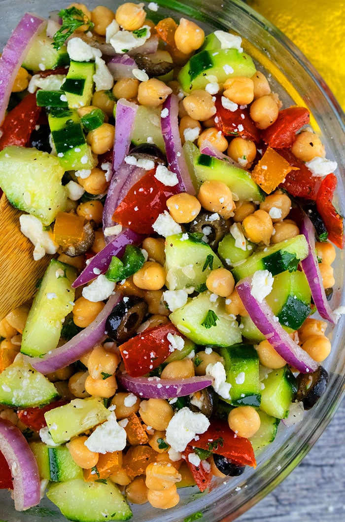 Mediterranean Chickpea Salad (One Bowl) One Pot Recipes