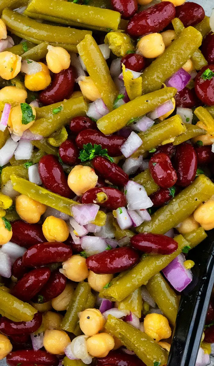 Old Fashioned Three Bean Salad with Sweet and Sour Dressing