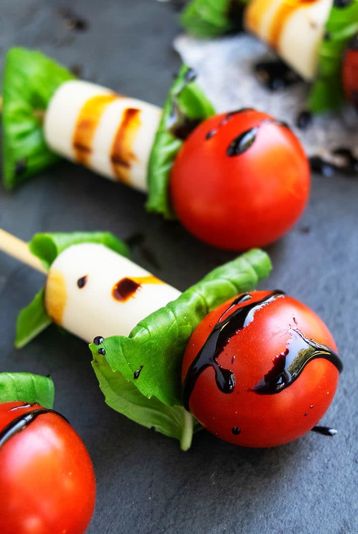 Caprese Salad Skewers with Balsamic Glaze