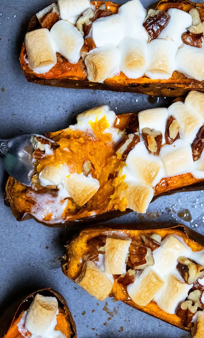 Baked and Stuffed Sweet Potatoes