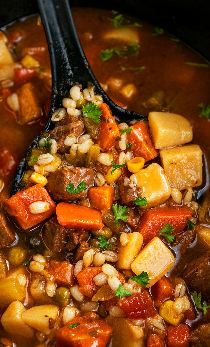 Slow Cooker Beef Barley Soup One Pot Recipes