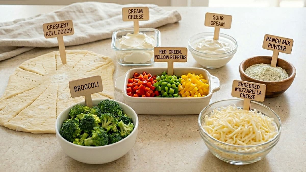 Ingredients for recipe on kitchen counter. 