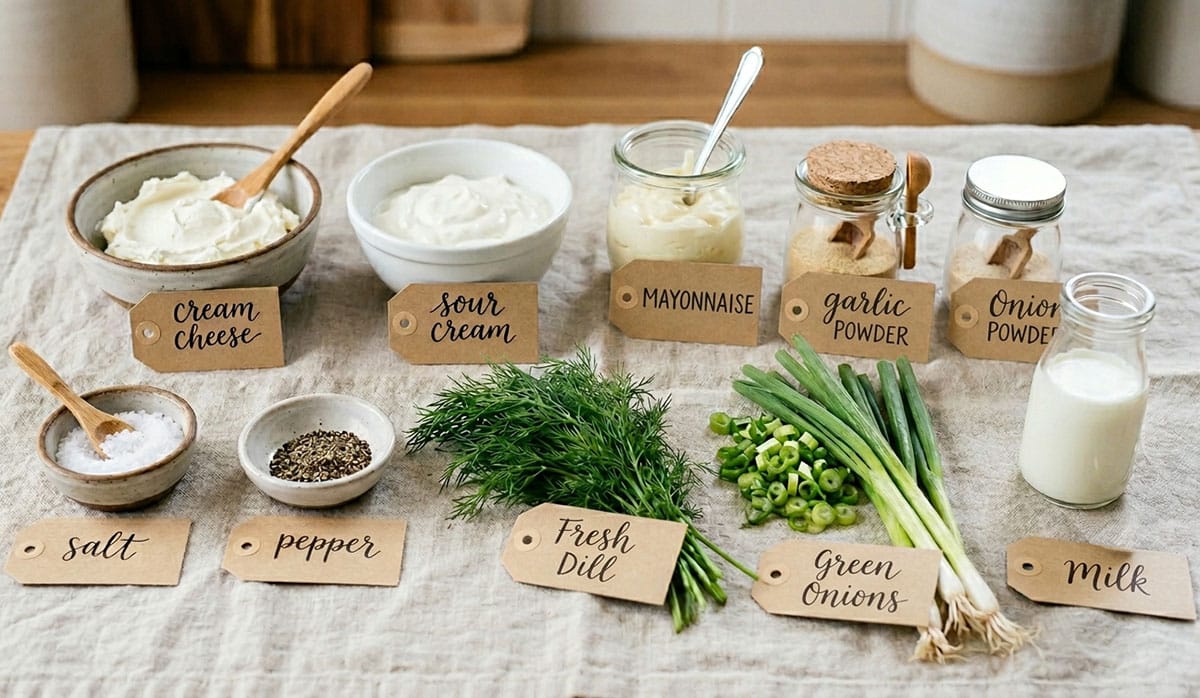 Ingredients for recipe of kitchen table. 