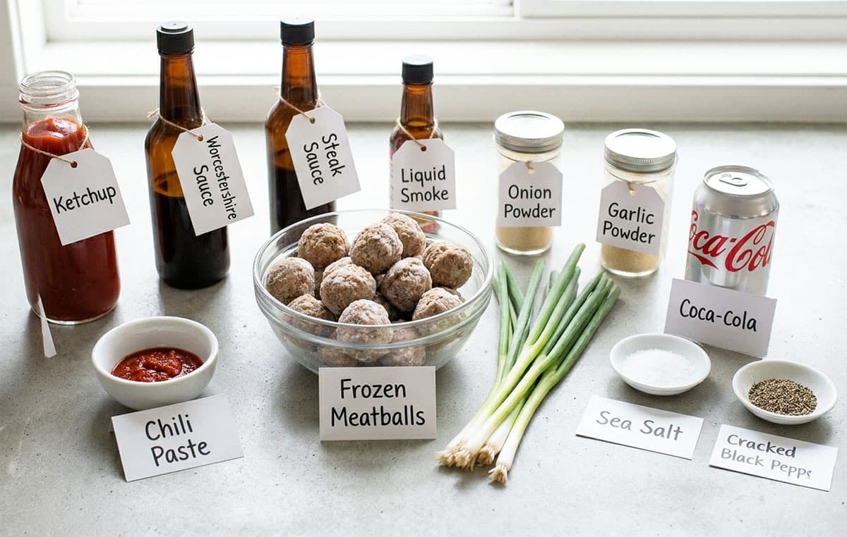 Ingredients for recipe on kitchen counter. 