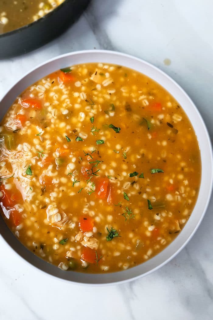 Instant Pot Chicken and Barley Soup - Sula and Spice