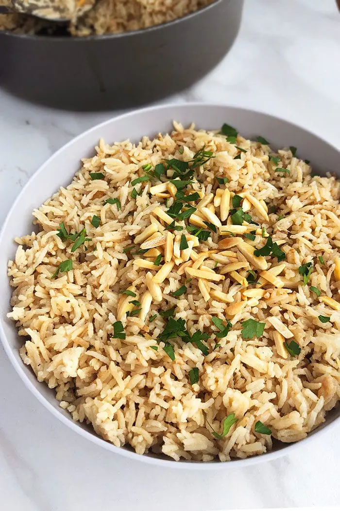 Seasoned Rice Pilaf with Orzo and Almonds