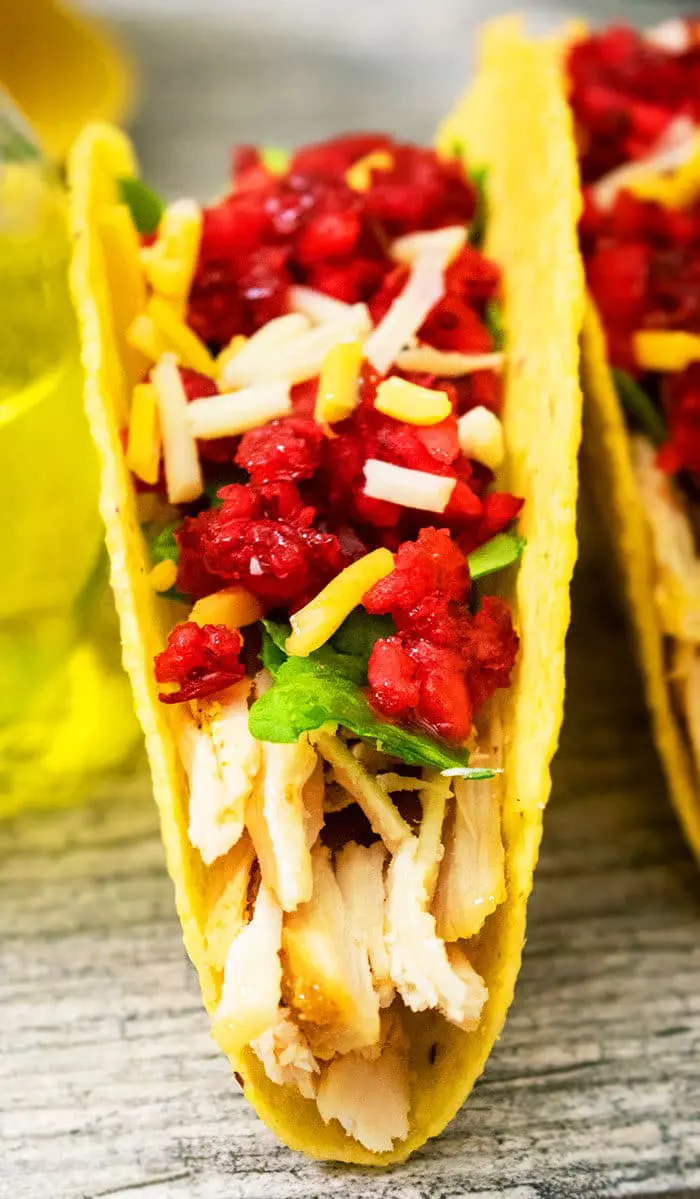 Easy Thanksgiving Tacos With Cranberry Sauce Topping. 