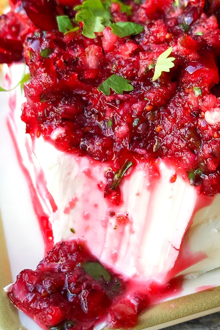 Best Cranberry Salsa Over Cream Cheese