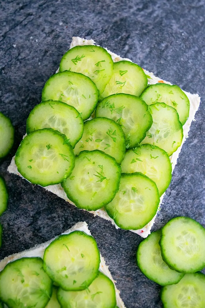 Open Faced Cucumber Finger Sandwiches