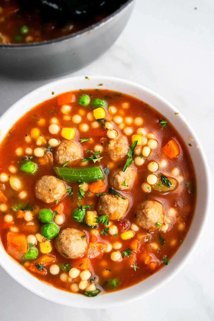 Meatball Vegetable Soup With Pasta