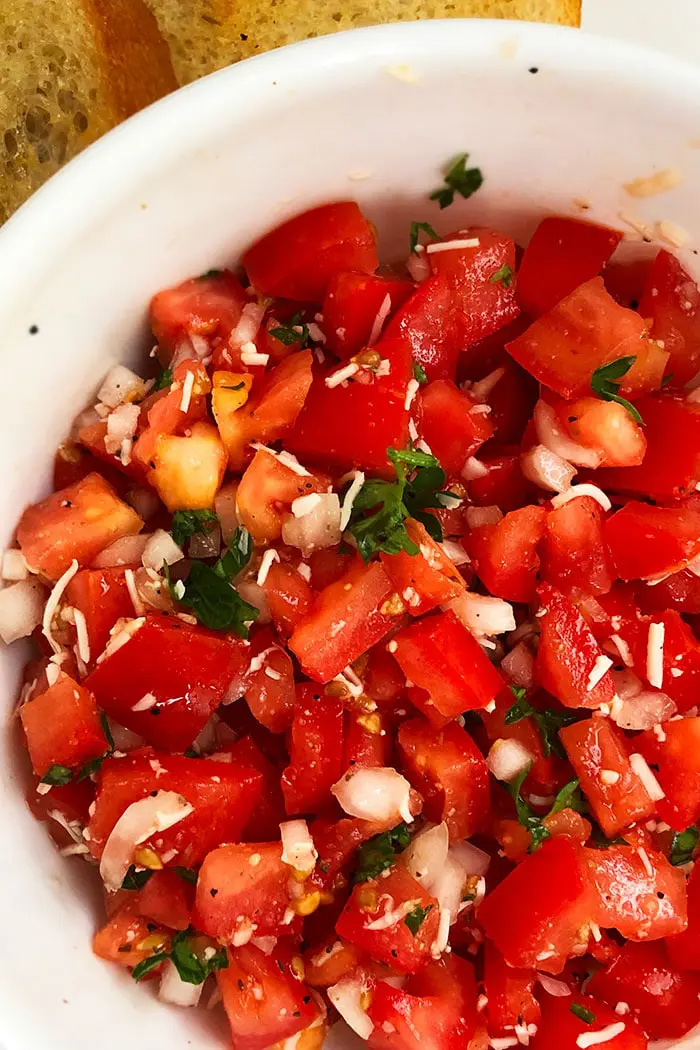 Best Tomato Bruschetta Topping With Mozzarella Cheese