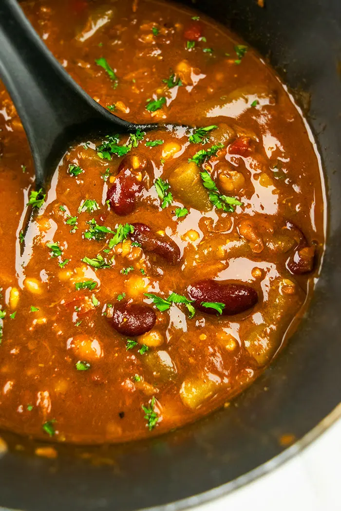 Homemade Meatless Chili- In Pot