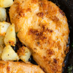 Easy Chicken and Potatoes- Closeup in Black Pan