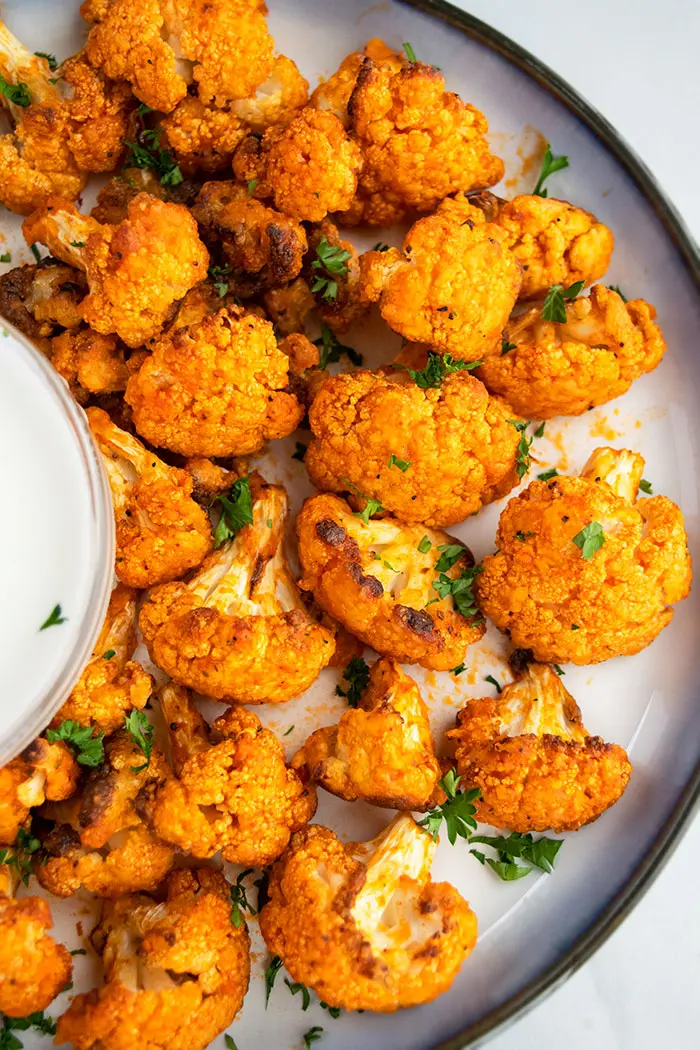 Oven Baked Buffalo Cauliflower Wings Recipe on Plate