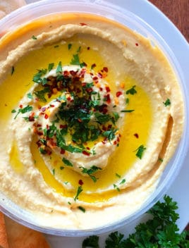 Easy Homemade Hummus in White Bowl