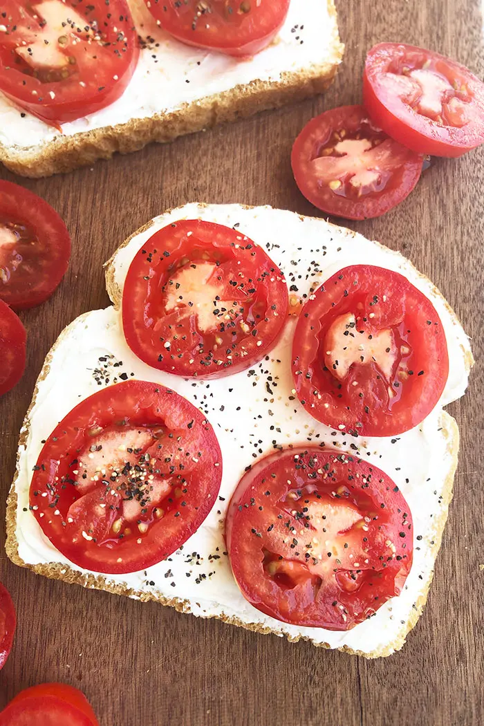 Open Faced Mayo and Tomatoes in Sandwich 