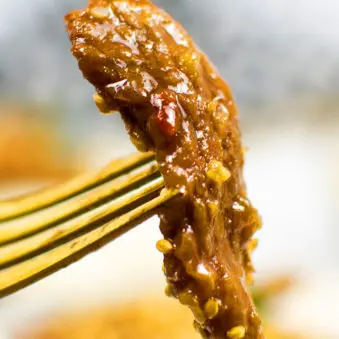 Best Mongolian Beef on Gold Fork - Closeup Shot