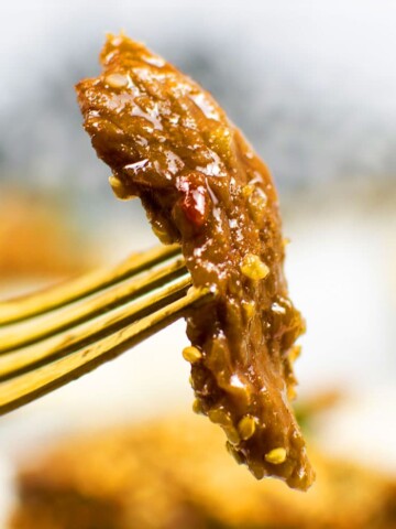 Best Mongolian Beef on Gold Fork - Closeup Shot