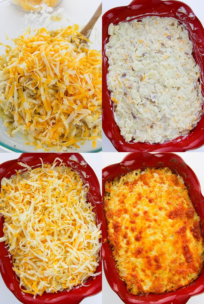 Collage Image of How to Make Hashbrown Casserole From Scratch- Step by Step Process Shots