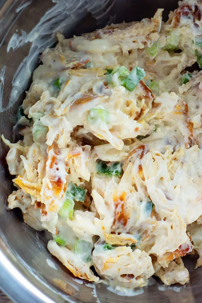 Homemade Turkey Salad in Silver Bowl