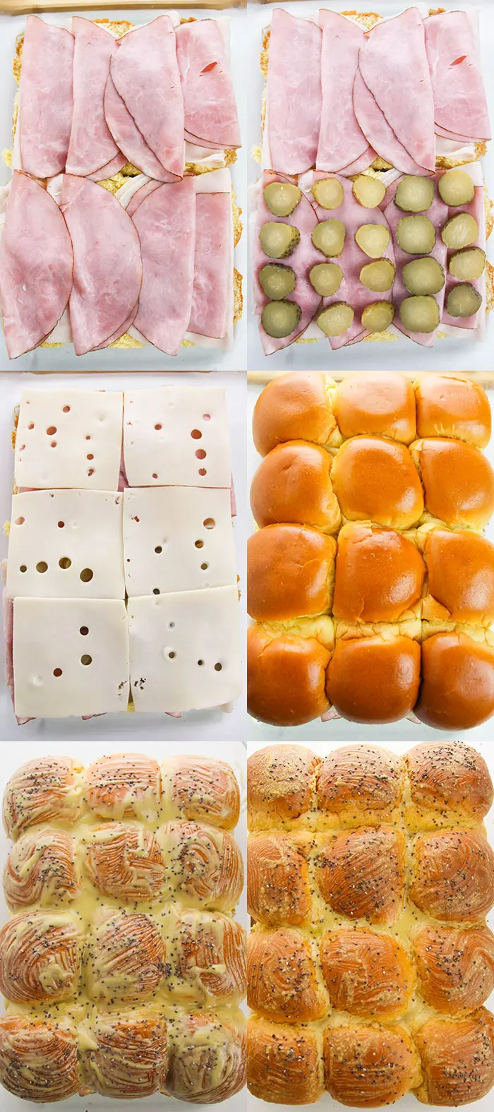 Collage Image With Step by Step Pictures on How to Make Ham and Cheese Sliders