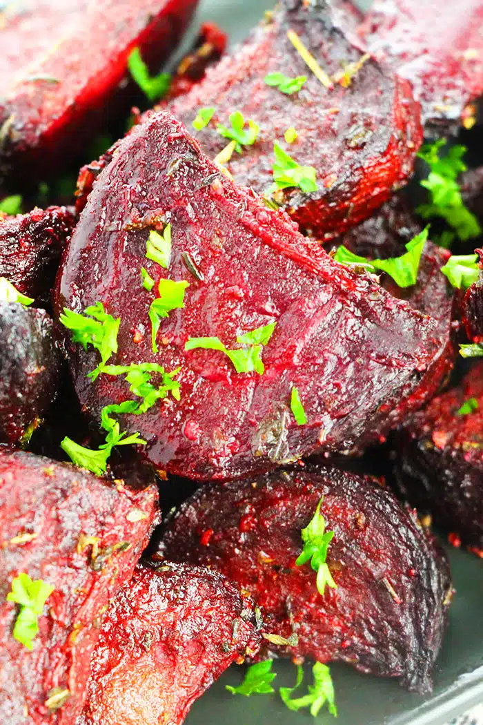 Baked Beets with Italian Herbs- Closeup Shot