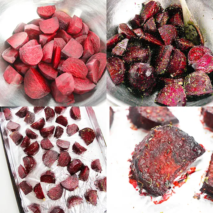 Collage Image with Step by Step Process Shots on How to Make Roast Beetroot