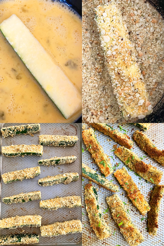 Collage Image With Step by Step Pictures on How to Make Zucchini Fries