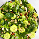 Easy Green Salad With Lemon Vinaigrette in Plate- Overhead Shot