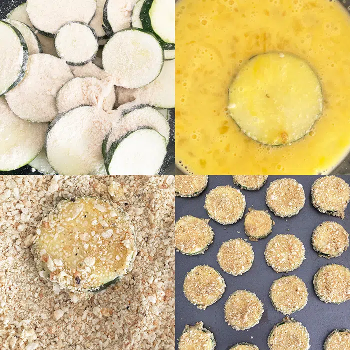 Collage Image With Step by Step Pictures on How to Make Crispy Zucchini Chips