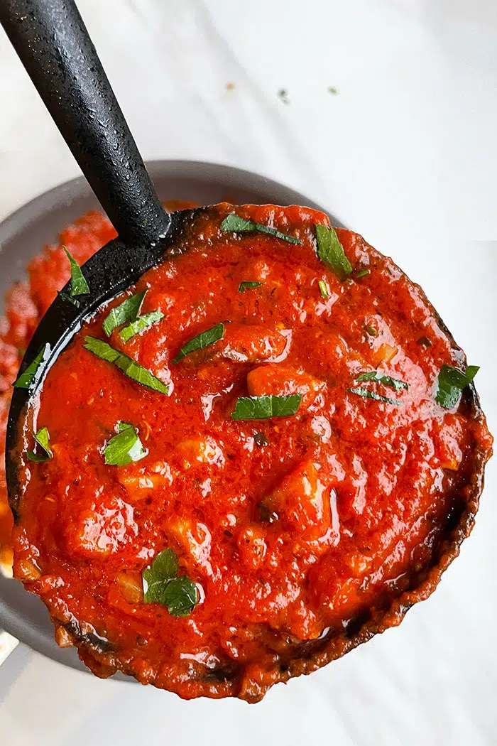 Spoonful of Vegetarian Bolognese Sauce- Closeup Shot