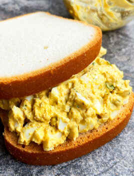 Easy Egg Salad Sandwich on Rustic Gray Background