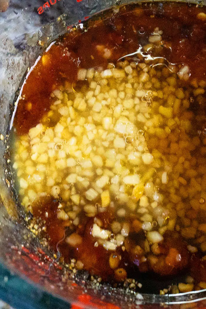 Chinese Chicken Marinade in Glass Bowl- Closeup Shot