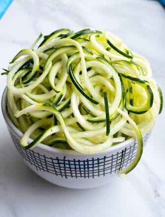 Easy Homemade Zucchini Noodles (Zoodles) in White Bowl