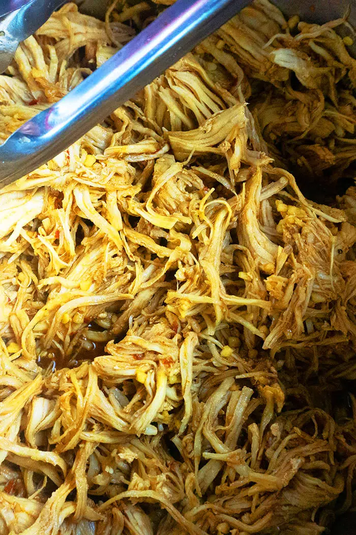 Shredded Asian Chicken in Pressure Cooker- Overhead Shot