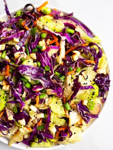 Easy Asian Cabbage Salad in White Dish