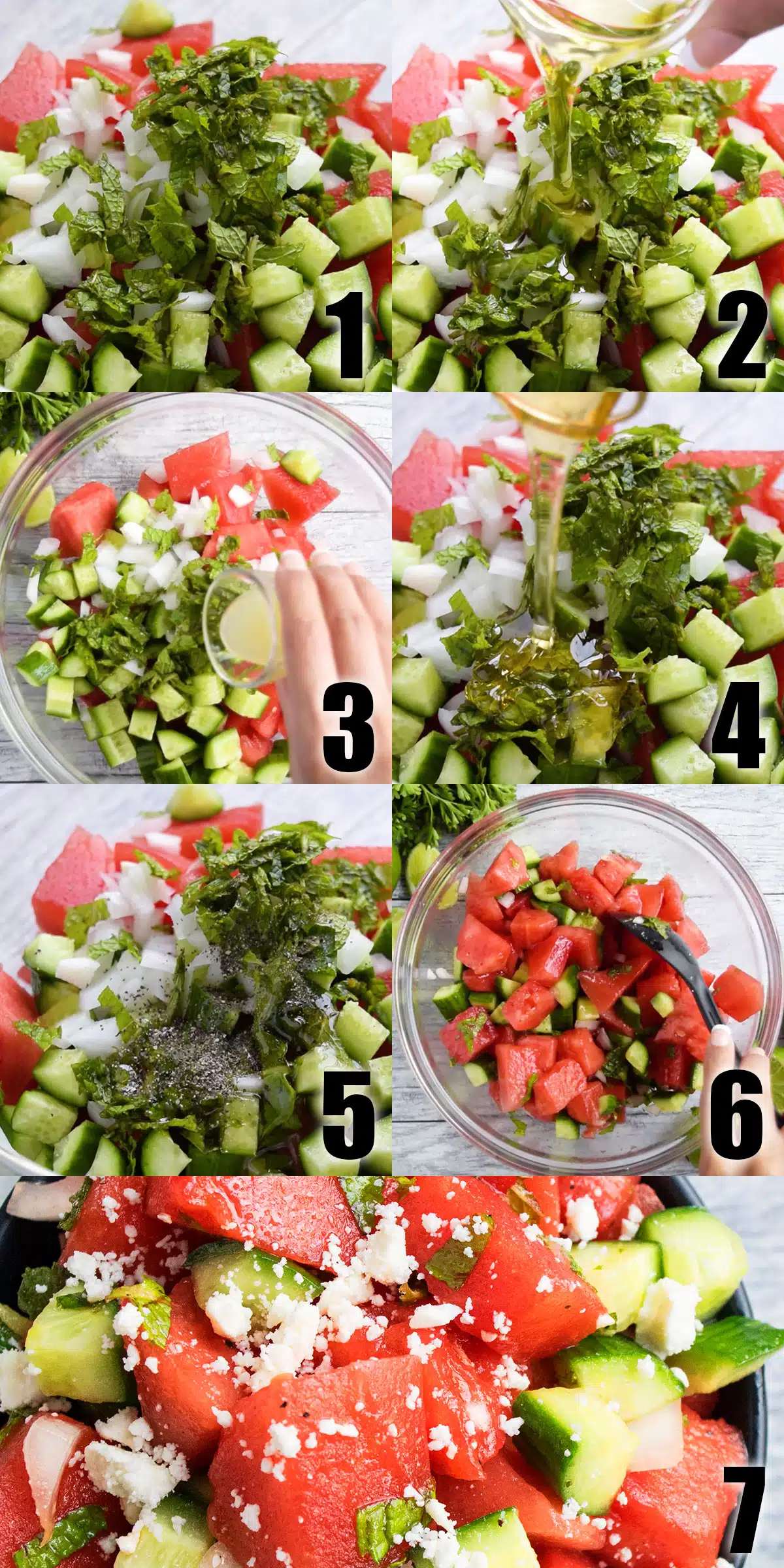 Collage Image With Step by Step Process Shots on How to Make Easy Salad. 