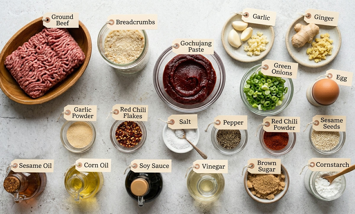 Ingredients for recipe on gray countertop. 
